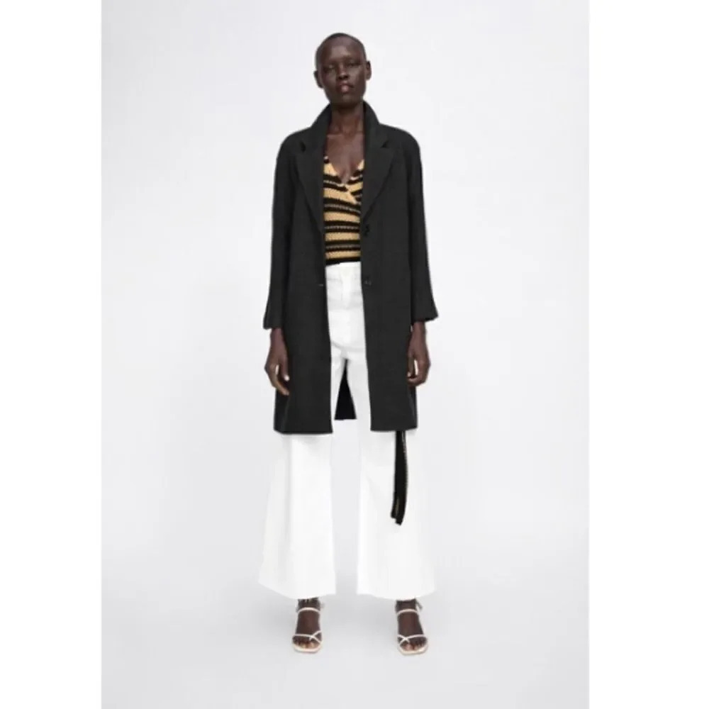 NEW Zara Linen blend Gray With Pockets Light Coat